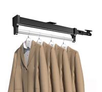 MAFAGE Perchero extensible para sacar las perchas, barra telescópica ajustable para guardarropa (597 mm, negro)