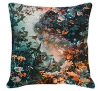 MAFANG 11CT Kits Estampados De Punto De Cruz Kit De Punto De Cruz De Chica De Anime Y Flores, Kit De Bordado De Almohadas Para Principiantes, Decoración Para Sala De Estar Y Dormitorio A 45x45cm