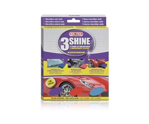 Mafra 3SHINE - Lote de 3 paños de Microfibra: Azul para Cristales, Rojo para Interiores y Morado para Exteriores