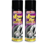Mafra, Extreme Black, Spray Negro Para Neumáticos Ultrabrillante, con Efecto Mojado, Previene el Agrietamiento, Resistente a La Lluvia y al Lavado Frecuente, Tamaño 500 ml (Paquete de 2)