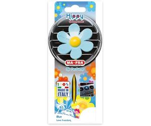 Mafra, Hippy Love Freedom, Ambientador de Coche, Diseño de Flor de Goma Perfumada Azul con Fragancia de Vainilla, Dura de 6 a Semanas, 1 Unidad