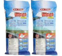 Mafra, Wipes Clean, Toallitas Desechables para Limpiar Cristales del Coche, Ideales para Eliminar la Suciedad y el Polvo de Parabrisas, Ventanas, Cristales y Pantallas LCD, 20 unidades (Paquete de 2)