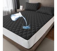 mafudoxi Protector de colchón impermeable 140 x 200 cm, transpirable, funda de colchón de microfibra, impermeable, lavable, color negro