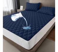 mafudoxi Protector de colchón impermeable, 90 x 200 cm, transpirable, microfibra, impermeable, lavable, color azul marino