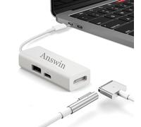 Mag-Safe - Adaptador 3 en 1 Mag-Safe a USB C 1 y 2 y USB C PD y QC USB (solo carga) para iPhone serie 15, MacBook, MacBook Air y más dispositivos USB-C