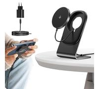mag Safe Cargador con Soporte, Cargador inalámbrico magnético de 15W, estación de Carga inalámbrica Compatible con iPhone 15/15 Pro/15 Pro MAX, Serie iPhone15/14/13/12, AirPods 2/3/Pro - Negro