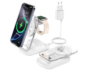 mag-Safe Estación de Carga inductiva Plegable 3 en 1, Compatible con 15/14/13/12 Pro MAX, Cargador inalámbrico, iWatch Ultra2/1/Series 9/8, AirPods