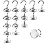MAGABALLNET 16 ganchos magnéticos extra fuertes, 10 kg, imanes de neodimio, ganchos extra fuertes, ganchos magnéticos, imanes fuertes con gancho para cruceros, hogar, cocina, lugar de trabajo, oficina