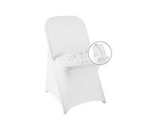magalo Paquete de 12 Fundas Impermeables Plegables de Elastano Blanco para sillas, Fundas elásticas para Bodas, Fiestas, Banquetes de Comedor y Otros Eventos Especiales