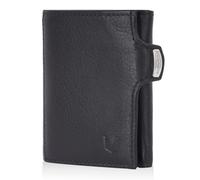 MAGATI Cartera delgada con compartimento para monedas, protección RFID, mini cartera para hombre y mujer, pequeño, funda para tarjetas il santo, tarjetero para carro de la compra, monedero, Black