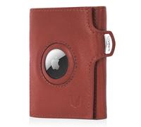 MAGATI Slim Wallet Il Santo - Tarjetero de piel auténtica con protección RFID - Cartera con 7 ranuras para tarjetas - Bolsillo para monedas, funda AirTag - 1 año de fundservice incluido, coñac, airtag