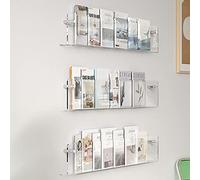 Magazine Rack Brochure Holder Acrylic Brochure Holder Wall Mount Rack, 3-Pack Bookshelf Literature Storage Shelf, Office Entryway Magazine Rack Newspaper Organizer, for Mudroom Hospitals ( Size : Leng