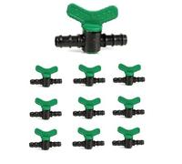 Magazzini GM VÁLVULA, Conectores para Sistema de irrigación Tubo Ala goteante, Disponibles También Manguito, Tee, Estaca, Tapón, Codo, Gancho, Conexión con Soporte, para Tubos de 16mm (10,Válvulas)