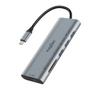 MagBac - Estación de acoplamiento USB C 6 en 1, adaptador múltiple con puerto de visualización HDMI 4K, 3 puertos de datos USB A, ranura para tarjeta SD/TF para portátil HP, portátil Dell, MacBook