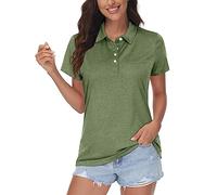 MAGCOMSEN Camisas polo de manga corta de secado rápido para mujer, camisetas de tenis de golf que absorben la humedad, camisetas deportivas para el trabajo, Ejercito Verde, XXL
