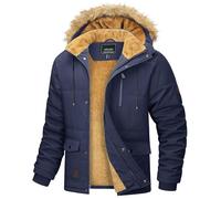 MAGCOMSEN Chaqueta de invierno para hombre, resistente al viento, chaqueta de forro polar, para el tiempo libre, chaqueta de entretiempo, impermeable, forrada, chaqueta de senderismo engrosada