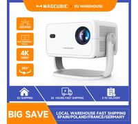 Magcubic 650ANSI L018 Proyector Nativo 1080P Android 11 Enfoque automático y Keystone 4K 360 ° Gire el cine en casa Airmouse Wifi6 BT5.2 Whtie