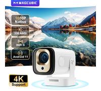 Magcubic HY310 Mini proyector enfoque automático 4K nativo 1080P 330ANSI Android11 5W altavoz Air Mouse asistente de voz actualizado HY300 HY310 White With Bag