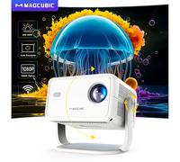 Magcúbico Nativo 1080P 650ANSI 4K Android 11 L018 360 ° Proyector con enfoque automático Keystone Air Mouse Wifi6 BT5.2 portátil al aire libre White