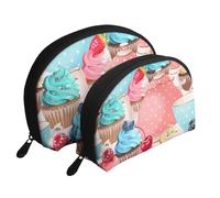 Magdalena de Taza de té, Bolsa de Maquillaje de Concha, Monedero pequeño para Mujer, Bolsa de artículos de tocador, Bolsa de cosméticos, 2 Piezas