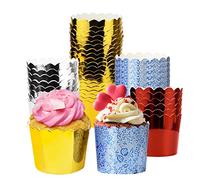 Magdalenas Moldes Papel Cupcakes para Horno Molde Cupcake 50 Piezas Papeles Magdalenas Molde Aluminio Desechable para Muffins Vasitos para Chuches para Cumpleaños Boda Fiesta (5 x 4,5 x 6 cm)