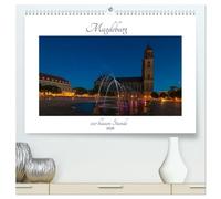 Magdeburg zur blauen Stunde (hochwertiger Premium Wandkalender 2026 DIN A2 quer), Kunstdruck in Hochglanz: Ich möchte hiermit die Faszination der blauen Stunde meiner Heimatstadt Magdeburg zeigen.