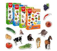 Magdum 4 Sets Foto Granja+ Zoo Animales+ Frutas+ Verduras Imanes de Nevera (85 Piezas) para Niño -Magnético Educational Aprender Juguete Bebé 3 años- Cocina Imán- CUMPLEAÑOS O Navidad Regalo Conjunto