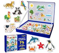 Magdum Animales de Zoo y Granja - Imanes Niños 75 Piezas y Magnetibook - Juego Educativo