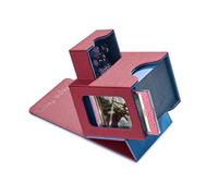 Mage Tech Caja de cartas para MTG Commander, diseño patentado, pantalla Commander, se adapta a 100 tarjetas de doble manga, bandeja de ladrillos y dados de 35 puntos, Rojo/Azul