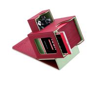 Mage Tech Caja de cartas para MTG Commander, diseño patentado, pantalla Commander, se adapta a 100 tarjetas de doble manga, bandeja de ladrillos y dados de 35 puntos, rojo/verde