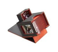 Mage Tech Caja de Mazos Commander para MTG - Diseño Patentado, Exhibición de Commander, Apta para 100 Cartas con Doble Funda, Soporte Magnético de Cartas de 35pt & Bandeja para Dados - Oscuro/Naranja