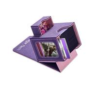 Mage Tech Commander Deck Box para MTG, diseño patentado, pantalla Commander, se adapta a 100 tarjetas de doble manga, soporte magnético de 35 puntos y bandeja de dados, morado/rosa