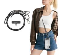 MAGEASY Cordón cruzado para teléfono celular, cordón universal para teléfono celular, correa ajustable de 6 mm para iPhone, Samsung y más, Negro, 84-150cm