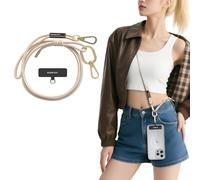 MAGEASY Cordón universal para teléfono celular, correa cruzada antirrobo para iPhone 17 Pro Max y la mayoría de teléfonos inteligentes, para hombres y mujeres, 6 mm, color beige