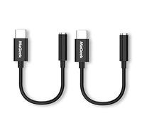 MaGeek (2-Piezas Adaptadores de Audio de USB Tipo C a Auricular de 3,5 mm,Cable Adaptador Convertidor de USB C Audio [96kHz/24bit DAC] para iPad Pro/Google Pixel/Samsung/Huawei y más(Negro)