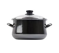 MAGEFESA 1107182 Glass Olla de acero esmaltado con tapa, Antiadherente Bicapa Reforzado, Negro Cristal, 20 cm