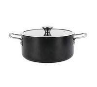 Magefesa Ares cacerola 24 cm con revestimiento antiadherente bicapa reforzado con esmalte exterior color negro mate y herrajes de inox satinados con tapa plana de vidrio
