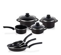 Magefesa - Bateria de cocina 7 piezas + Set Juego 3 Sartenes 18-20-24 cm, antiadherente libre de PFOA, limpieza lavavajillas apta cocinas, vitroceramica, gas, fabricadas en España