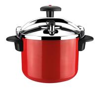 Magefesa Castell - Olla Express Tradicional Roja de 6 L, Acero Inoxidable 18/10, Todas las Cocinas, Inducción Total, Cocina Sana, Pomo Rotatorio