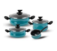 MAGEFESA Country Batería de acero esmaltado, Apta para todo tipo de cocinas, Incluida inducción, Verde Agua, 24 cm