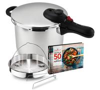Magefesa DB - Olla a Presión Rápida de 6 Litros + Cestillo + Libro de Recetas, Acero Inoxidable 18/10, para Todo Tipo , Inducción