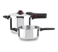 Magefesa EasyClick - Juego de Ollas Express Rápida 4 + 6L + Tapa Cristal, Acero Inoxidable 18/10, Todo Tipo de Cocinas, Inducción, 2 Modos de Presión