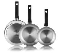 MAGEFESA Essencial Inox - Set de Sartenes 20 + 24 + 28cm, Acero Inoxidable, Sin Recubrimiento ni Antiadherente, Ecológicas, Inducción