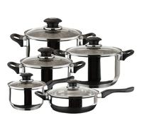 Magefesa Family - Batería de Cocina, 10 piezas, Acero Inoxidable, Fácil Limpieza y Apta Lavavajillas, Asas Bakelita toque soft-cold