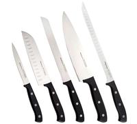 MAGEFESA Filo - Set de Cuchillos Panadero + Universal + Santoku + Chef + Jamonero, Acero Inoxidable, Mangos Modernos de Color Negro, Máxima Precisión
