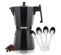 Magefesa Forte - Cafetera Italiana de 6 Tazas + 4 Cucharillas Moka, Aluminio, Asa y Pomo de , en Todas las Cocinas, Inducción