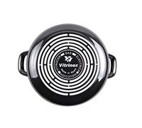 MAGEFESA Glass - Cacerola 24cm de Acero vitrificado Exterior Negro Cristal. Antiadherente bicapa Reforzado, Apta para Todo Tipo de cocinas, Especial inducción. 50% de Ahorro energético.