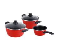 MAGEFESA Grana Batería De Acero Esmaltado Con Antiadherente Bicapa Reforzado, Rojo, 51 x 30 x 20.5 cm