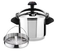 Magefesa Inoxtar - Olla Express Tradicional de 6L + Cestillo, Acero Inoxidable 18/10, Inducción, Cocina Sana, Pomo Rotatorio, Fondo Termodifusor