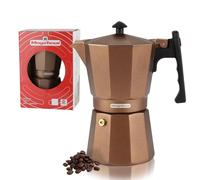 MAGEFESA Jamaica Brown - Cafetera espresso Moka para estufa, 12 tazas/20 onzas, cafetera italiana para café cubano, aluminio extragrueso, mango resistente al calor, adecuada para inducción, cafetera